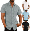 Men's Casual Linen Short Sleeve Pocket T-Shirt