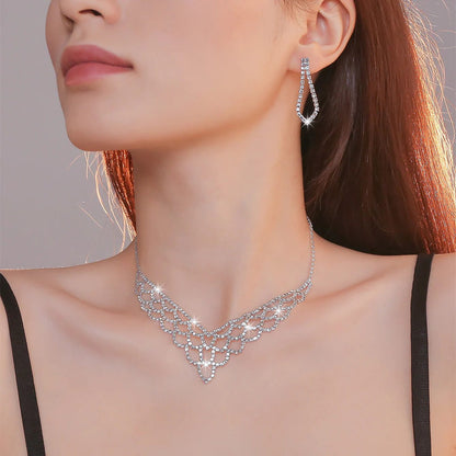 Elegant Bridal Crystal Necklace and Earrings Set