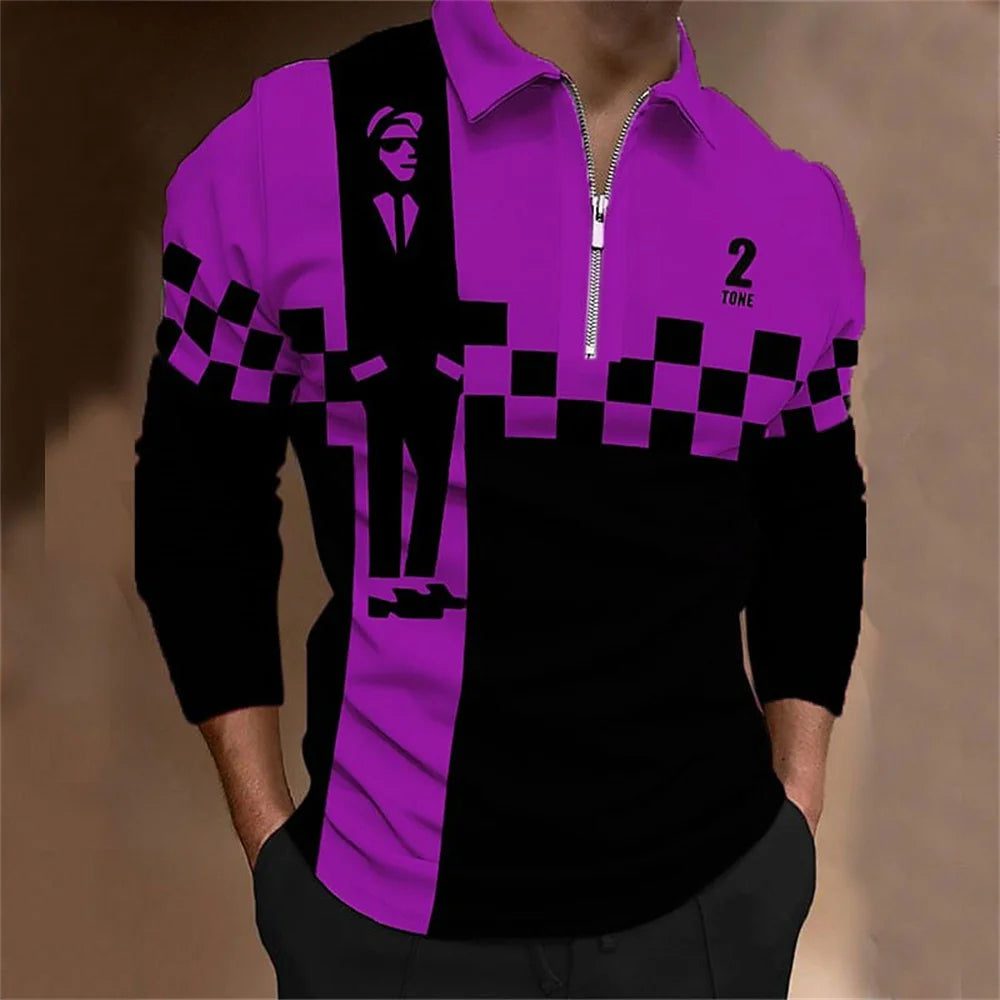 Men's 3D Printed Chess Card Golf Polo