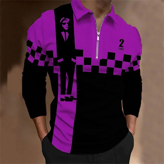 Men's 3D Printed Chess Card Golf Polo