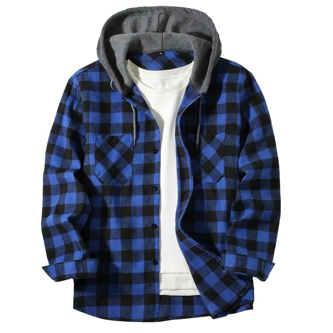 Men's Classic Plaid Flannel Hoodie Shirt