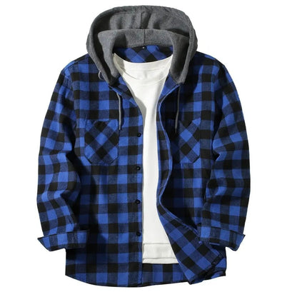 Men's Classic Plaid Flannel Hoodie Shirt