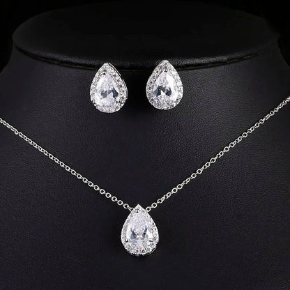 Elegant Bridal Jewelry Set: Water Drop Earrings