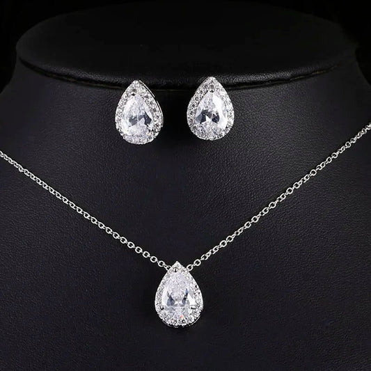 Elegant Bridal Jewelry Set: Water Drop Earrings