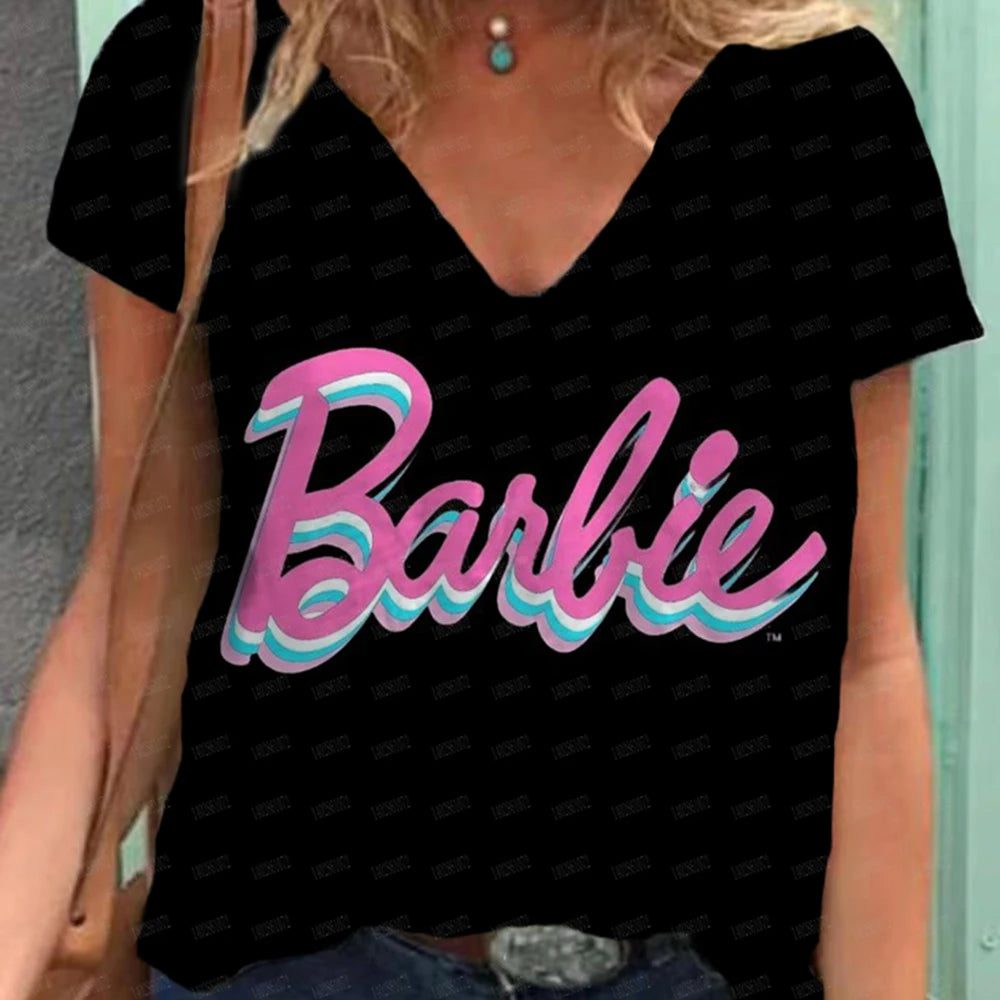 Retro Summer V-Neck T-Shirt for Women