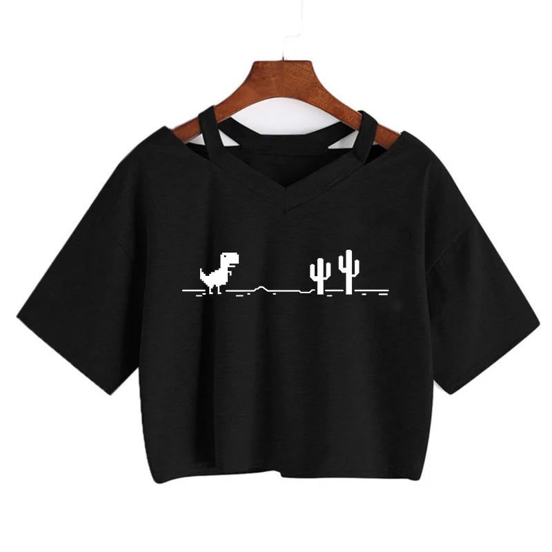2024 Y2K Women's Cropped T-Shirt - Funny Graphic