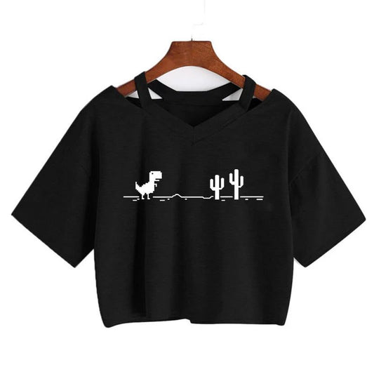 2024 Y2K Women's Cropped T-Shirt - Funny Graphic