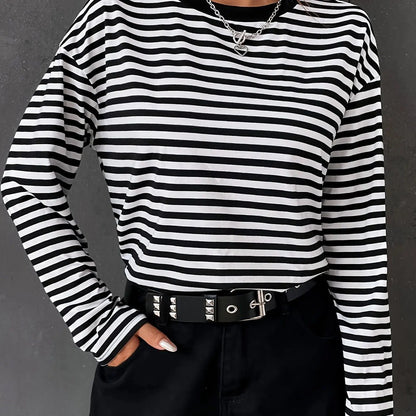 Women's Striped Long Sleeve Casual T-Shirt