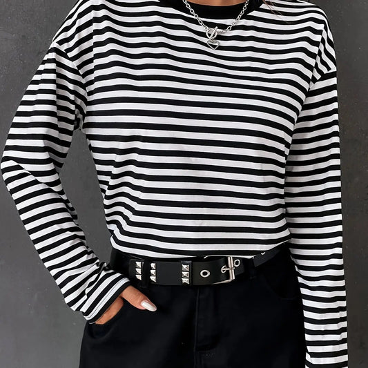 Women's Striped Long Sleeve Casual T-Shirt