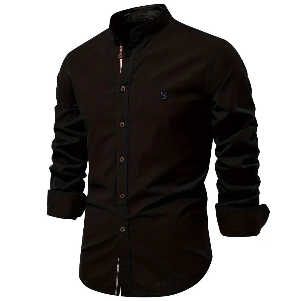 High-Quality Men's Cotton Linen Embroidery Shirt