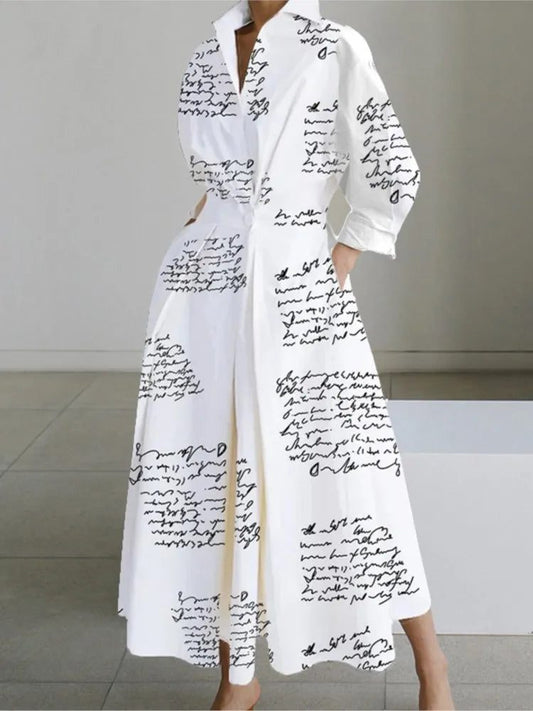 Elegant V Neck Polka Dot Midi Dress