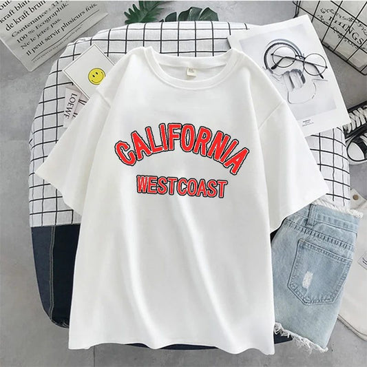 Trendy Oversized Los Angeles Graphic T-Shirt Women
