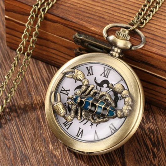 Unisex Quartz Pocket Watch with Scorpion Design