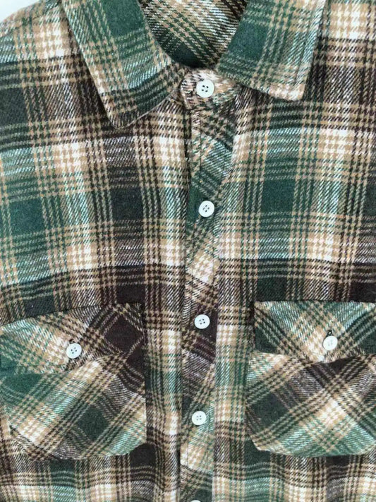 Men's Autumn Plaid Flannel Shirt Casual