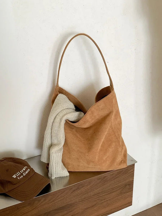 Elegant Khaki Suede Tote Bag for Women
