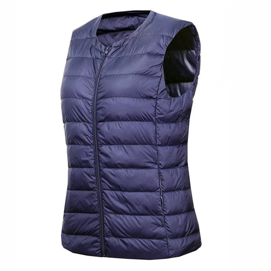 Lightweight White Duck Down Women’s Vest Plus-Size