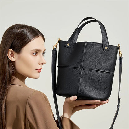 Genuine Leather Bucket Crossbody Bags for Women