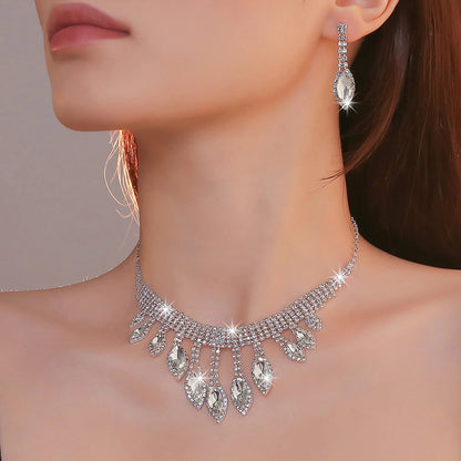 Elegant Bridal Crystal Necklace and Earrings Set