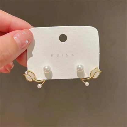 Elegant Double Imitation Pearl Stud Earrings