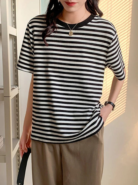 Vintage Striped T-Shirt for Women Summer