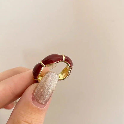 Vintage Red Drop Glazed Rings for Women