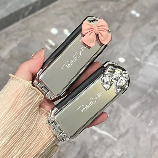 Portable Pink Silver Folding Comb Mirror Tool