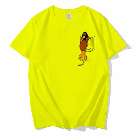 Men's Oversized Pocket T-Shirt with Lion Print