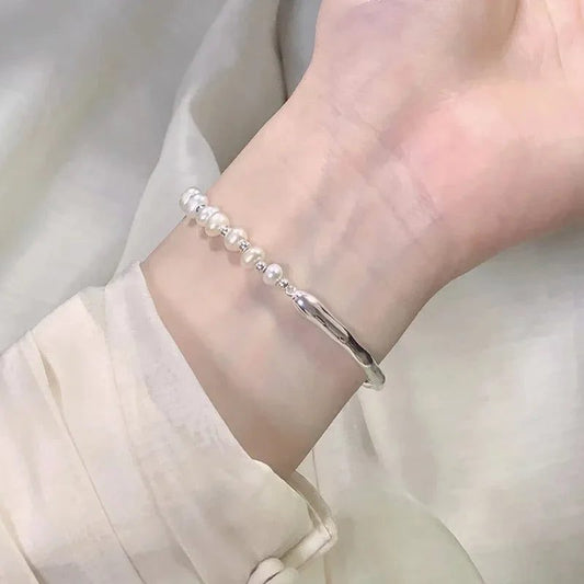 Luxury Vintage 925 Silver Pearl Bracelet