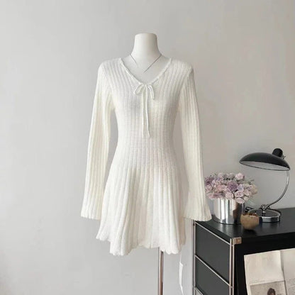 Elegant Sweet Knitted Sweater Dress Women