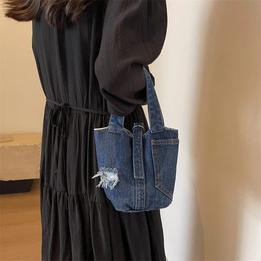 2023 Small Denim Bucket Bag for Women