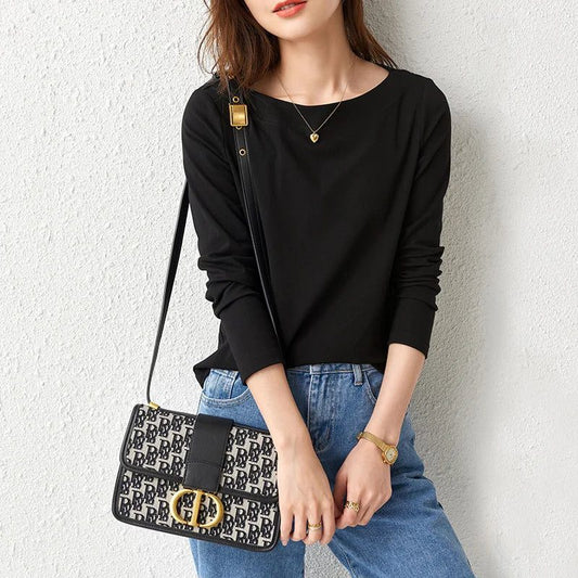 Trendy Long Sleeve Cotton T-Shirts for Women