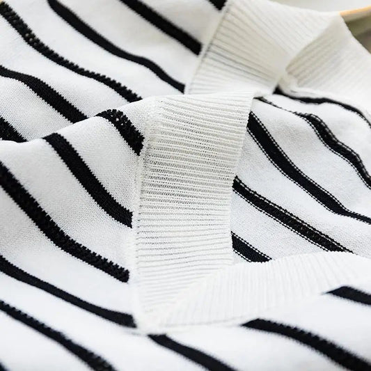 Summer V-Neck Striped T-Shirt for Women