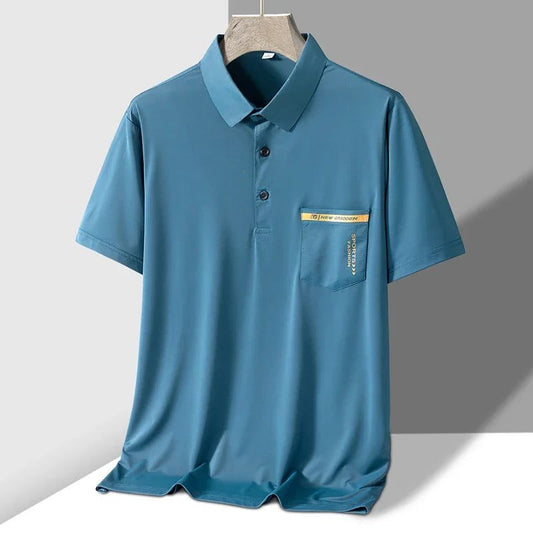 Men's Elastic Short Sleeve Pocket Polo