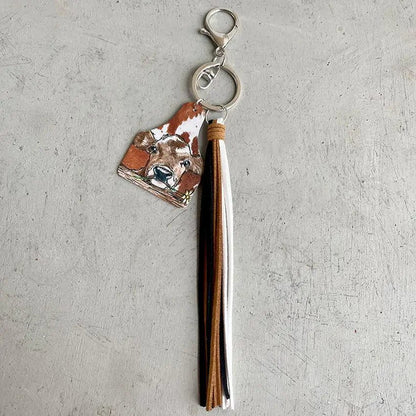 Cow Print Keychain Western Farm Animal Jewelry