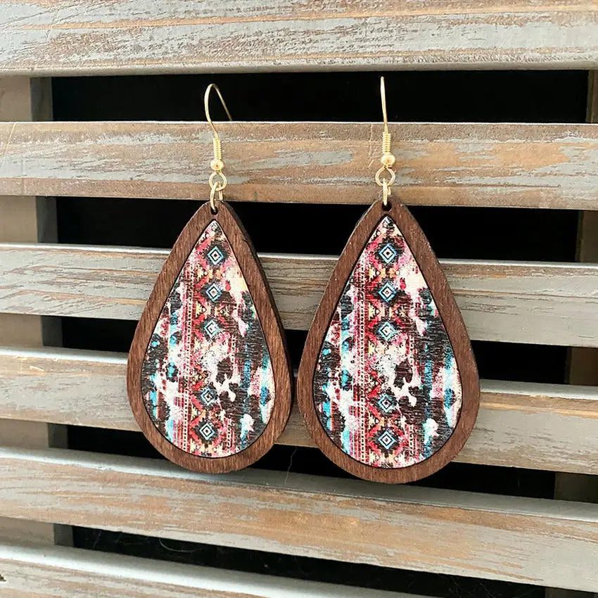 Western Cactus Bull Teardrop Earrings for Women