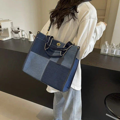 2024 Fashion Colorblock Denim Handbag for Women