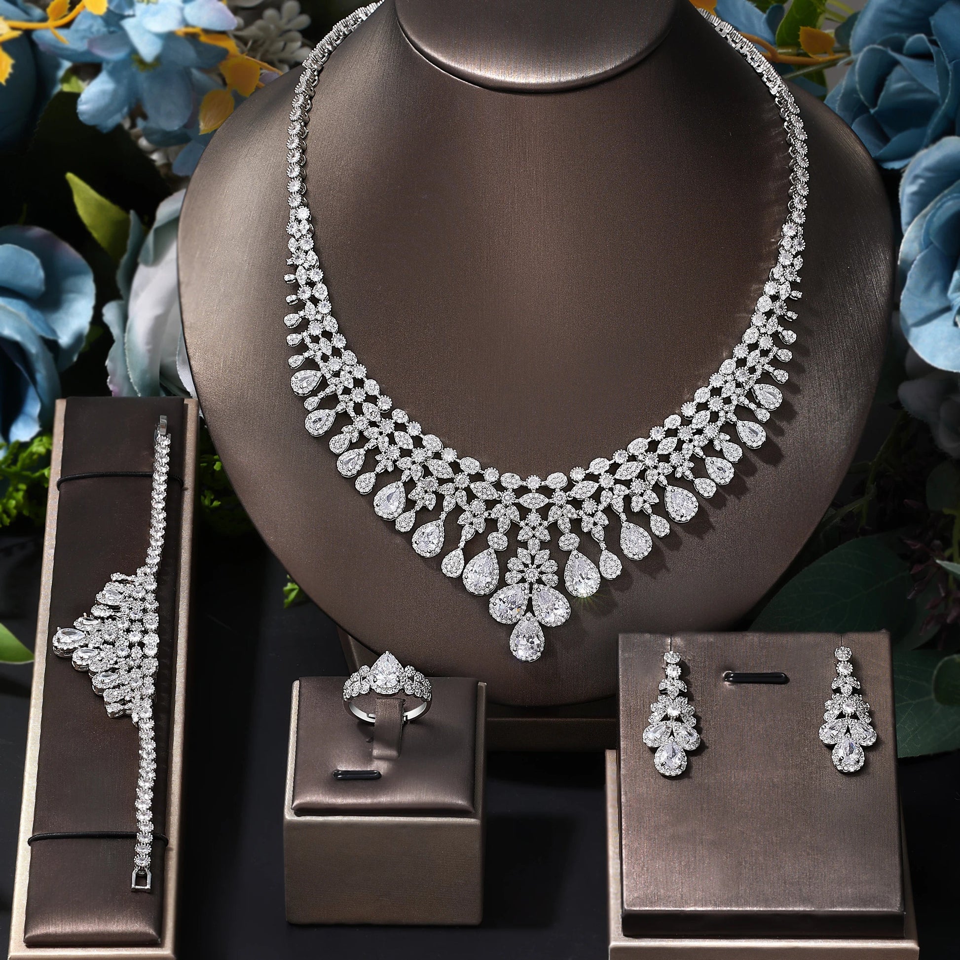 Luxury Wedding Jewelry Set: 4 Pieces