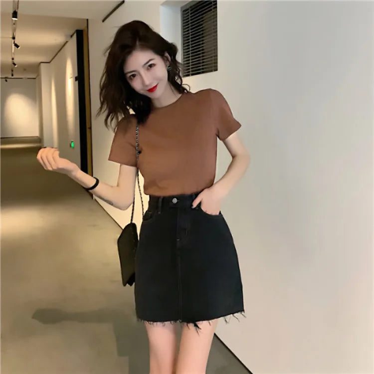 9 Colors Women's Cropped T-Shirt for Summer