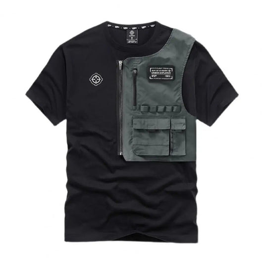 Men's Tactical Cyberpunk Cargo Pocket T-Shirt
