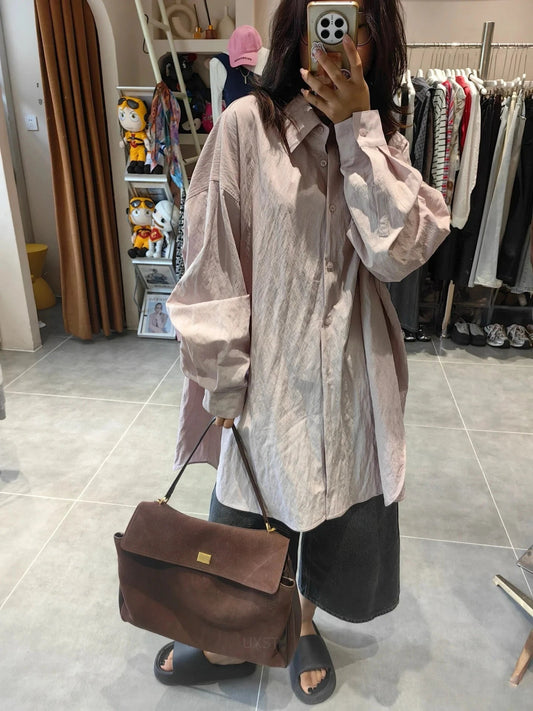 Trendy Suede Tote Bag with Metal Buckle