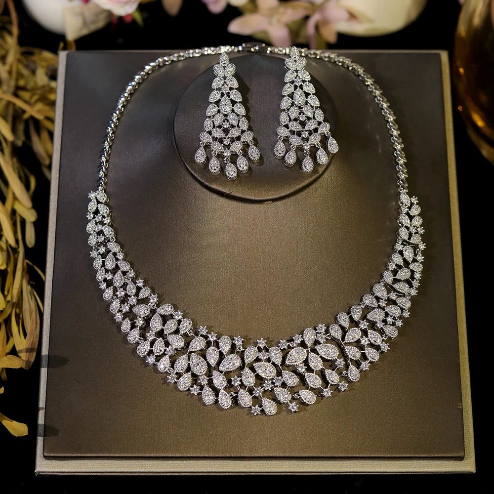 Luxury CZ Crystal Wedding Necklace Set 2024