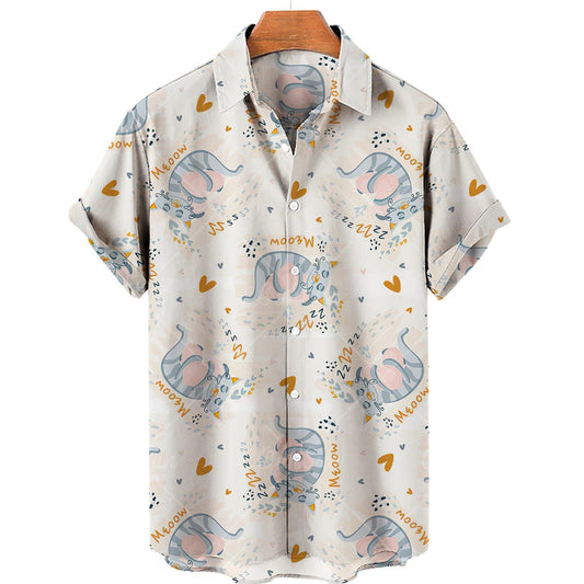 Men's Hawaiian Duck Print Short Sleeve Shirt