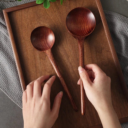 Japanese Wooden Soup Spoons with Long Handle