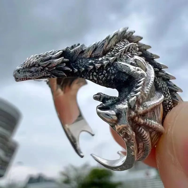 Gothic Dragon Rings with Adjustable Pterosaur Wings