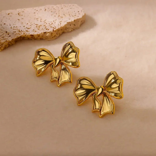 Waterproof Heart Zircon Gold Hoop Earrings