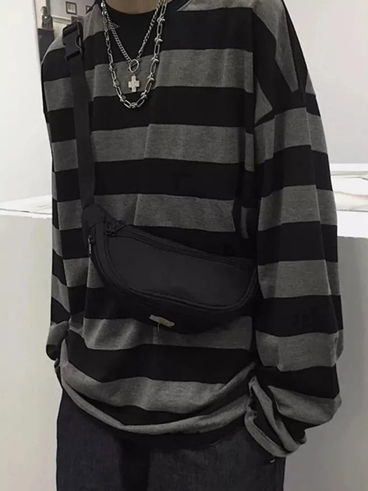 Vintage Striped Long Sleeve Gothic T-Shirt