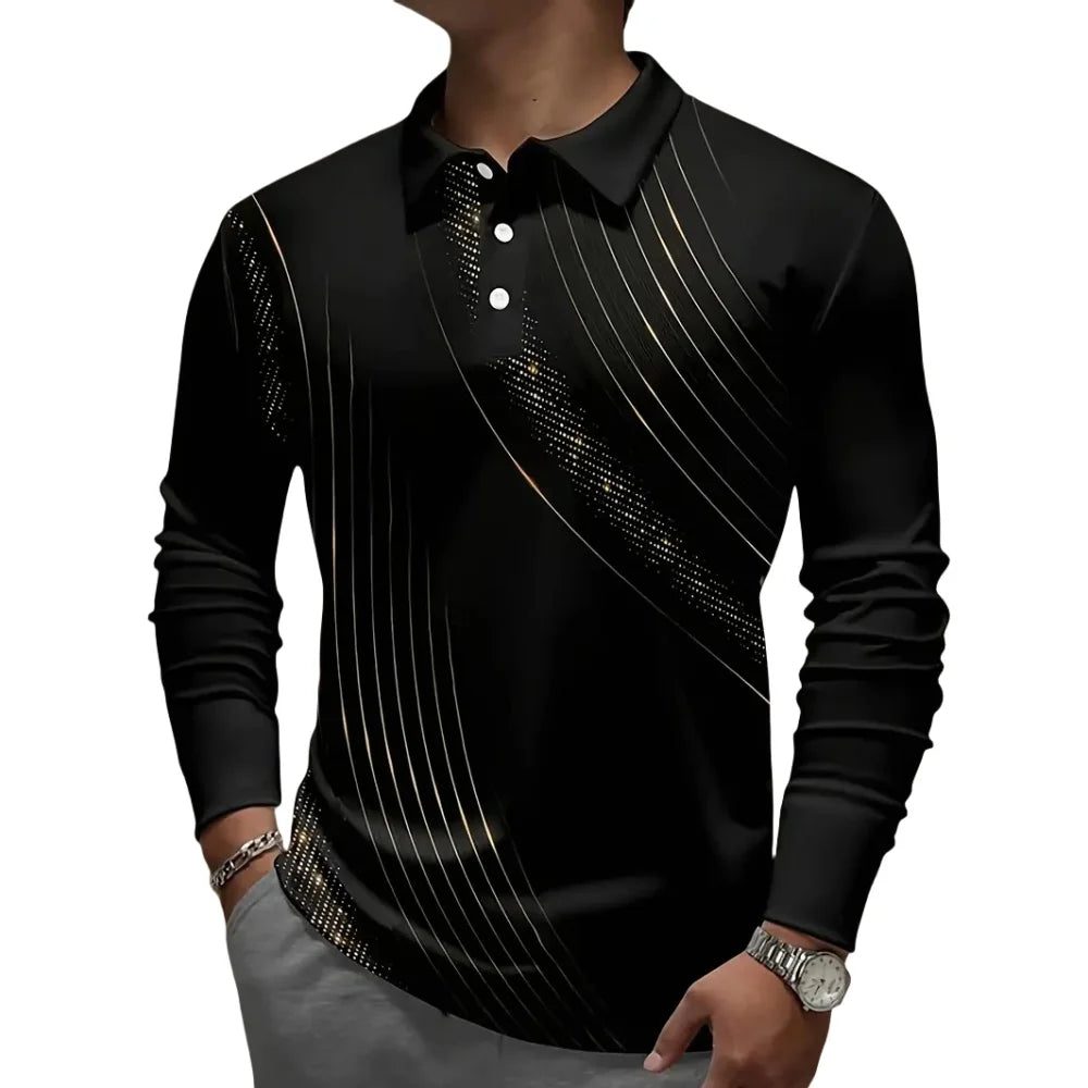 Men's Casual Stripe Polo Golf Shirts