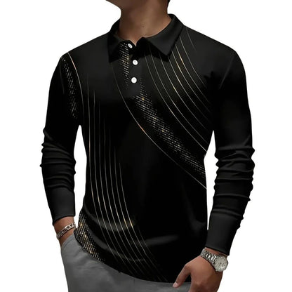 Men's Casual Stripe Polo Golf Shirts