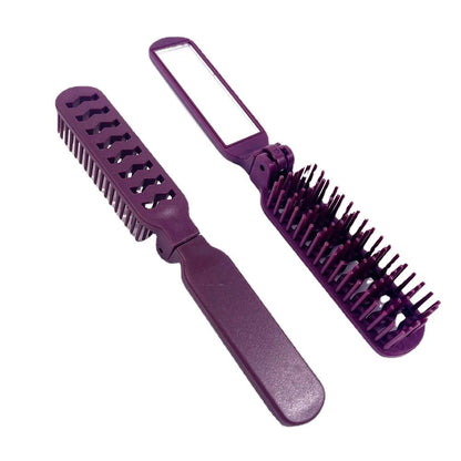 Portable Foldable Hair Brush with Mirror