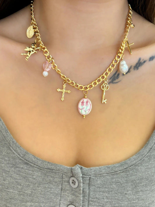 Elegant Tulip Pearl Pendant Necklace for Women